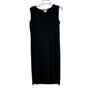 Exclusively Misook Knit Midi Dress Womens Size M Black Sleeveless Shift Tank LBD